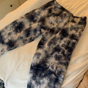 Blue and white tie dye sweat pants